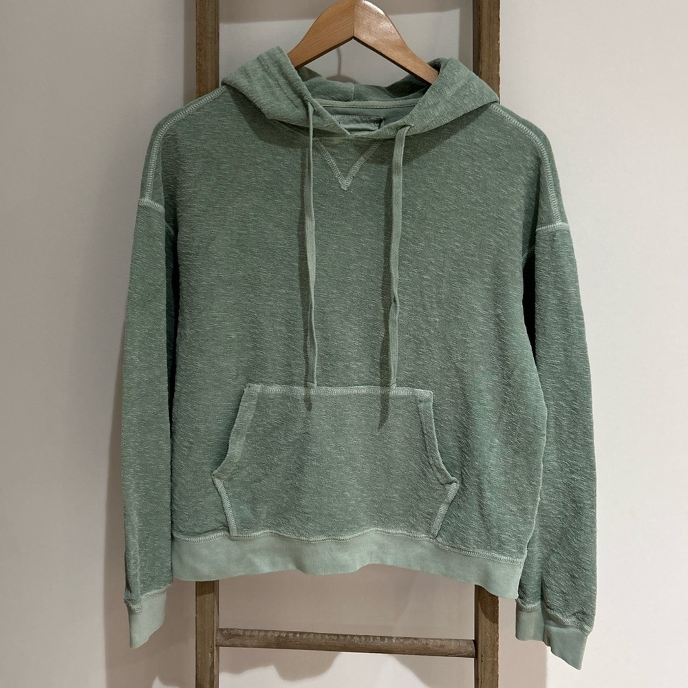 Unsubscribed Cropped Batwing Hoodie Slub Green Kangaroo Pocket Size Medium NWT
